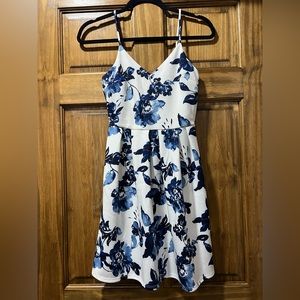 Blue and white floral dress